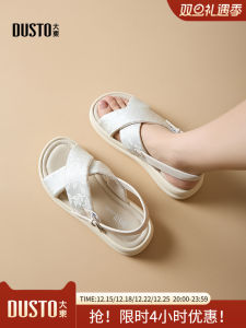 Dadong Beach Sandals Womens Shoes 2024 Summer New Fashion Casual Elegant Flats Mid Heel Buckle X0137