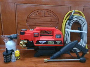 Máy rửa xe có chỉnh áp áp lực cao công suất lớn dây rửa 15m tặng kèm bình xà phòng
