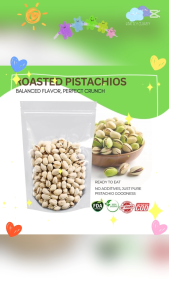 Roasted Pistachios Snack Crunchy Savory Organic Nuts Rich in Fiber Vitamin E Protein 23 grams