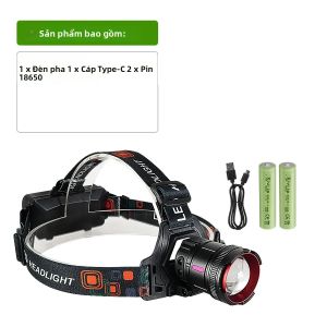 450000000LM Đèn Pha LED Công Suất Cao Có Thể Sạc Lại 3000M Tầm Xa Câu Cá Săn Bắn Làm Việc Đèn Pin Đeo Đầu 18650 Bao Gồm Pin