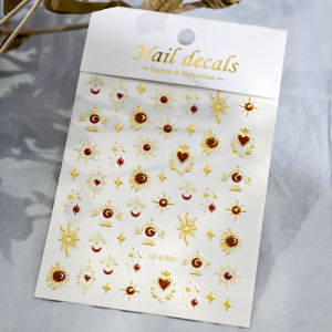 สติกเกอร์ติดเล็บลายมงกุฎบาร็อคสีแดงวินเทจ 1 ชิ้น ประดับอัญมณีหรูหรา สติกเกอร์ติดเล็บแบบมีกาวในตัว ดีไซน์หรูหราสำหรับตกแต่งเล็บ