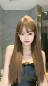 วิกผมหญิง วิกผม กึ่งทอมือ วิกผมเหมือนผมจริง แฮร์พีช สีน้ำตาลคาราเมล (ยาว70cm) ปรับระดับได้ แถมฟรีเน็ตผม หวีกับกาวติดวิก พร้อมส่งไว