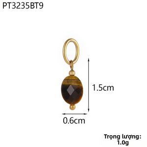 Hạt Đá Tự Nhiên Thủ Công Vintage Charm Thép Không Gỉ Mạ Vàng Để Làm Vòng Cổ Vòng Tay Đồ Trang Sức Tự Chế Dành Cho Nữ