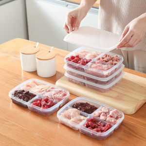 【Free Shipping】4 Grids Food Fruit Storage Box Portable Dispensers Refrigerator Freezer Organizers Sub-Packed Meat Onion Ginger Clear Crispe