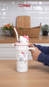 Cypruz Tumbler Sanrio White Hello Kitty Botol Minum Stainless BPA Free Tahan Panas Dan Dingin