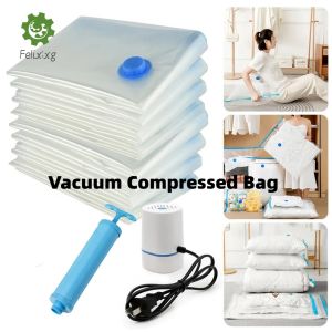 Vacuum Compression Bag With Hand Pu Durable Vacuum Storage Bags Space Saver Sealer Compression Bags for Blankets Comforters Pillows Clothes Storag