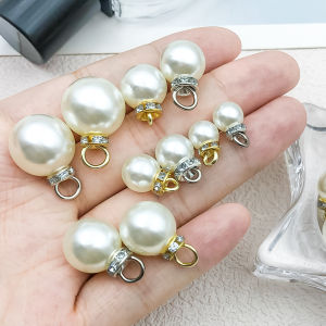 10/30pcs Exquisite Pearl Pendant Set – Diamond-Cut Metal Loops + Multi-Size Options Premium DIY Jewelry Supplies for Handmade