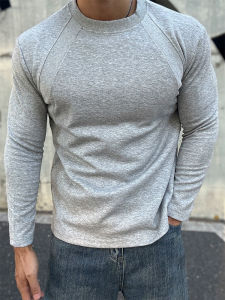 เสื้อสเวตเตอร์คอกลมแขนยาวทรงหลวมสไตล์ย้อนยุคสไตล์อเมริกันสำหรับผู้ชาย ทรงหลวม เสื้อผ้าทำงาน ผ้าฝ้ายอวกาศ ทรงหลวม