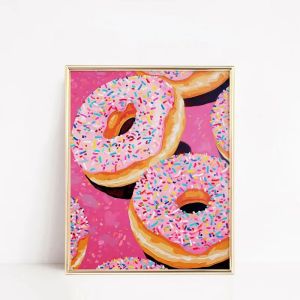 1Pc Frameless Pink Style Art Poster Cowgirl Hat Disco Ball Dessert Trendy Travel Bow Canvas Painting Wall Prints Picture Dorm Ho