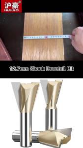 HUHAO 1/4inch 1/2inch Dovetail Joint Router Bit 12.7mm Shank Milling Cutter Carbide Steel Engraving Cutting CNC Tools For Wood