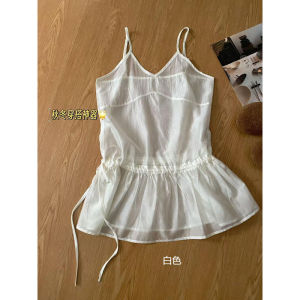 Váy Vest Dây Rút Dây Mùa Xuân Phong Cách Hàn Quốc Ngọt Ngào Cho Nữ Đồ Lót Bên Trong Mặc Nhiều Lớp Thời Trang Đa Năng Thon Gọn