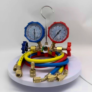Manifold Gauge Kit HVAC Air Conditioning Refrigeration Charge Service with Hose Adjustable Coupler Adapter Tank Tap R410A R22 R134a R404A