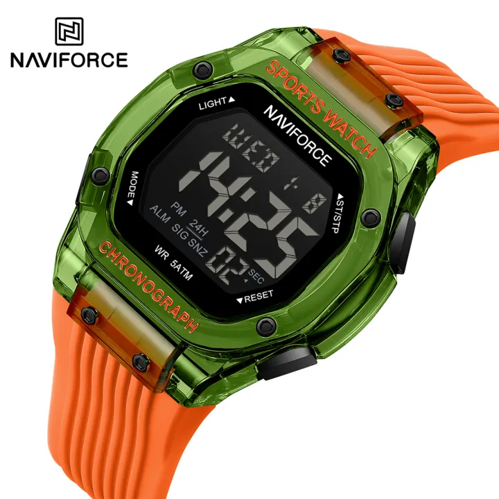 NAVIFORCE Original Watch for Men LCD Dial Luminous Mode Calendar Date ...
