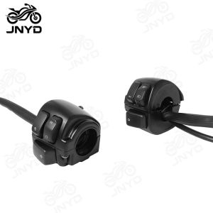 JNYD Motorcycle Chrome/Black 1" 25mm Handlebar Control Switch Turn Signal Handle Bar Switches For XL883 Sportster Dyna