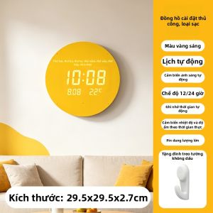 MOMEN | Đồng Hồ Tường LED Số Đèn Có Cổng Sạc