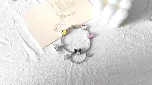 Sanrio | Sanrio Characters Charm Bracelet Zinc Alloy with Hello Kitty Kuromi & Cinnamoroll Charms Adjustable Bangle
