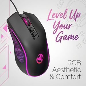 HXSJ | 3600CPI RGB Gaming Mouse 7-Color Breathing Lighting RGBW-like Effect Optical Tracking Honeycomb Plug & Play for PC Lapt
