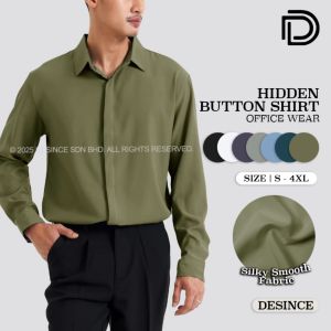 DESINCE Men Shirt Plain Shirt Men Top Wear Office Wear Smart Casual Top Baju Kemeja Lelaki MT 010