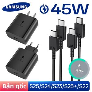 Samsung 45W 25W USB Loại C Sạc Siêu Nhanh Tường Điện Cho EU/Mỹ Galaxy S25/S24/S23 A55/A52/A54 Z Lật Gấp 5/4 PD Tương Thích