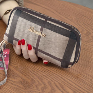 Long Wallet Clutch Bag Fashion Simple Shell Handbag Coin Purse Mobile Phone Bag Korean Version Handheld PU Leather Zipper Closure