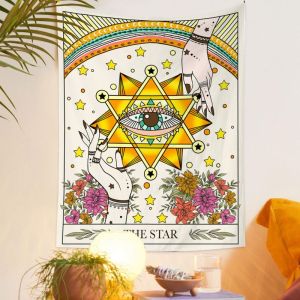 VIKAMA Moon Tarot Tapestry Sun Eye Mystic Wall Hanging Witchy Bedroom Living Room Polyester Aesthetic Backdrop