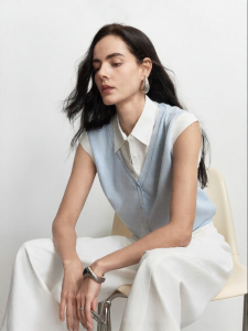Vero Moda | Summer New Arrival Linen Blending Color Block Faux Two-piece Sweater