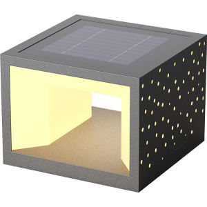 ไฟเสาพลังงานแสงอาทิตย์ LED โคมไฟติดผนังพลังงานแสงอาทิตย์แสงสว่างจ้าพิเศษกลางแจ้งกันน้ำตกแต่งบ้านทรงสี่เหลี่ยมวิลล่าประตูสวนพลังงานแสงอาทิตย์