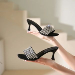 DCollection BC 03 Sandal High Heels Wanita Hak Stiletto Rhinestones heel import