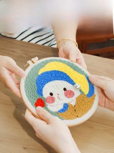 Creative DIY Crochet Yarn Embroidery Couple Gift Time Killer Adorable Cartoon Pattern Home Decorations Handcraft Kit