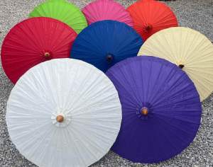 ร่ม ร่มไม้รัศมี 14 นิ้ว ร้มล้านนา ร่มเชียงใหม่ ร่มย้อนยุค ร่มโบราณ ร่มบ่อสร้าง ร่มสีล้วน