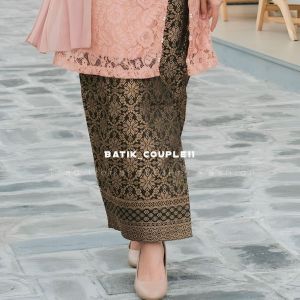 Rok Songket Span Siap Pakai Wanita dengan Karet Pinggang & Resleting Belakang