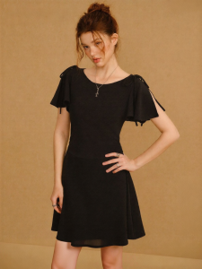 BANANA CICI | Đầm Tencel Tay Ngắn Xếp Ly Accentuating Eo