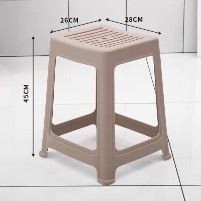 Thickened Plastic Bar Stool High Table Chair Breathable Stripe Design Non-Slip Simple Modern Adult Dining Table Square Stool