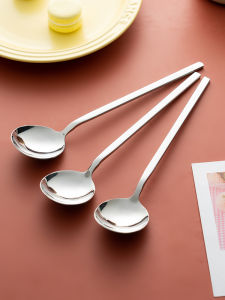 Onlycook Home Use 304 Stainless Steel Long Handle Soup Spoon Korean Style Rice Stirring Spoon Dining Utensils Main Course Spoon