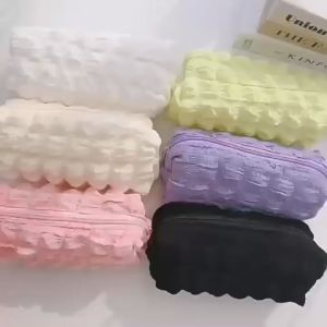 Tempat Pensil Puffy Aesthetic Kotak Pensil Sleting Lucu Warna Macaroon Aesthetic Crinkled Fufu Pouch Tempat Pensil Bulu Bentuk Bantal Kotak Cute Pillow Make Up Pouch Organizer Travel Kapasitas Besar HHG
