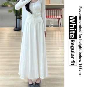 LANMENGYA | High Waist Slim Aesthetic A-Line White Good Drape Spring and Autumn Half Skirt