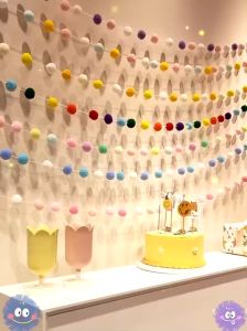 Dây PomPom Trang Trí Sinh Nhật Dây cục bông trang trí decor nhà trang trí tiệc sinh nhật MBBDECOR
