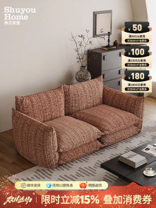 Retro American Cotton Linen Sofa Straight Row Living Room Small Household Model Homestay Apartment Mid-century Style New Model