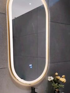 Smart bathroom mirror with LED light LED bathroom mirror rectangular three color light touch control suitable for bathrooms hotels bathrooms bedroom