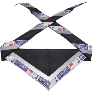 Scraf Pramuka bahan katun jumping hitam bordir spotlight menyala dalam gelap