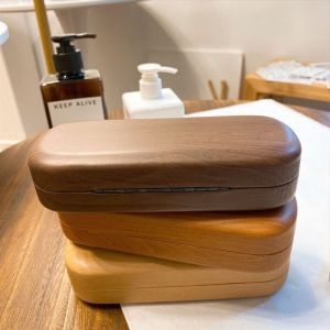 C.three Wood Grain Brushed Pu Sunglasses Optical Glasses Box Simple And Fashionable Pressure Proof Box A