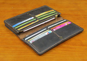 MUNUKI mewah buatan tangan tulen kulit Wallet panjang untuk lelaki kapasiti besar Bifold Purse dengan zip Pocket lelaki Clutch wang klip Vintage Cowhide kulit kes telefon beg wang WF227