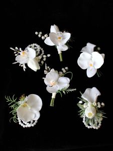 Wedding Orchid Bouquet Artificial Flowers Bridesmaid Bouquet Groomsmen Lapel Flower Silk Flower Nordic Style Indoor Decor