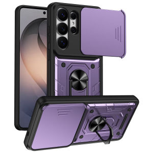 szhaiyu | Slide Camera Lens Armor Case for Samsung Galaxy S26 Ultra Plus A57 A27 A37 A17 A56 A36 A26 Rotating Magnetic Ring Stand Cover