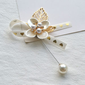 Handmade Wedding Brooch Pin Material Kit Fake Pearl Flower Brooch Pin Buckle DIY Accessories for Wedding Decoration