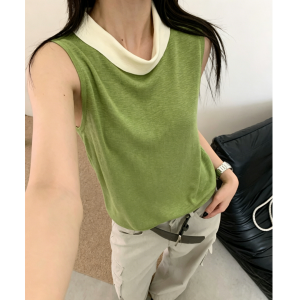 YUEZHONGWEI | French Slim Knitted Vest Black