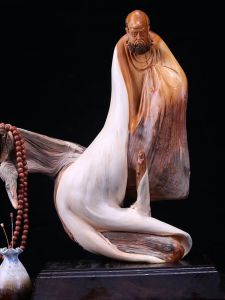 New Chinese Style Xiangbeilanshi Root Carving Ornaments Living Room Solid Wood Sculpture Artistic Craft Buddha Statues Decorations