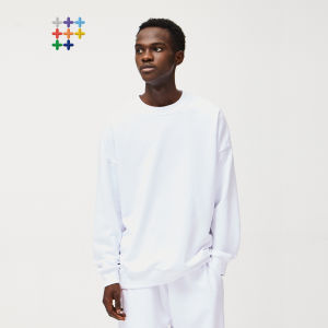 INFLATION brand 2023 autumn new men simple style 330g terry loose couple round neck solid color casual drop BOY shoulder sleeve sweater