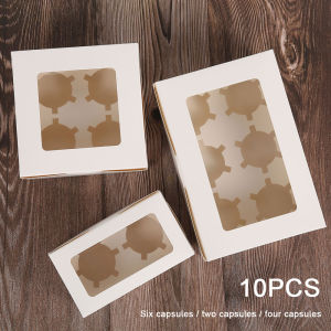 10Pcs Cupcake Boxes Cake Boxes with Clear Window 2/4/6 Holes Muffin Boxes for Holidays Weddings Birthdays Party Favors