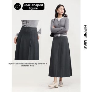 HIPPIE MISS | Hippie Girl Gray Pleated Umbrella Silhouette Mid-length Dress